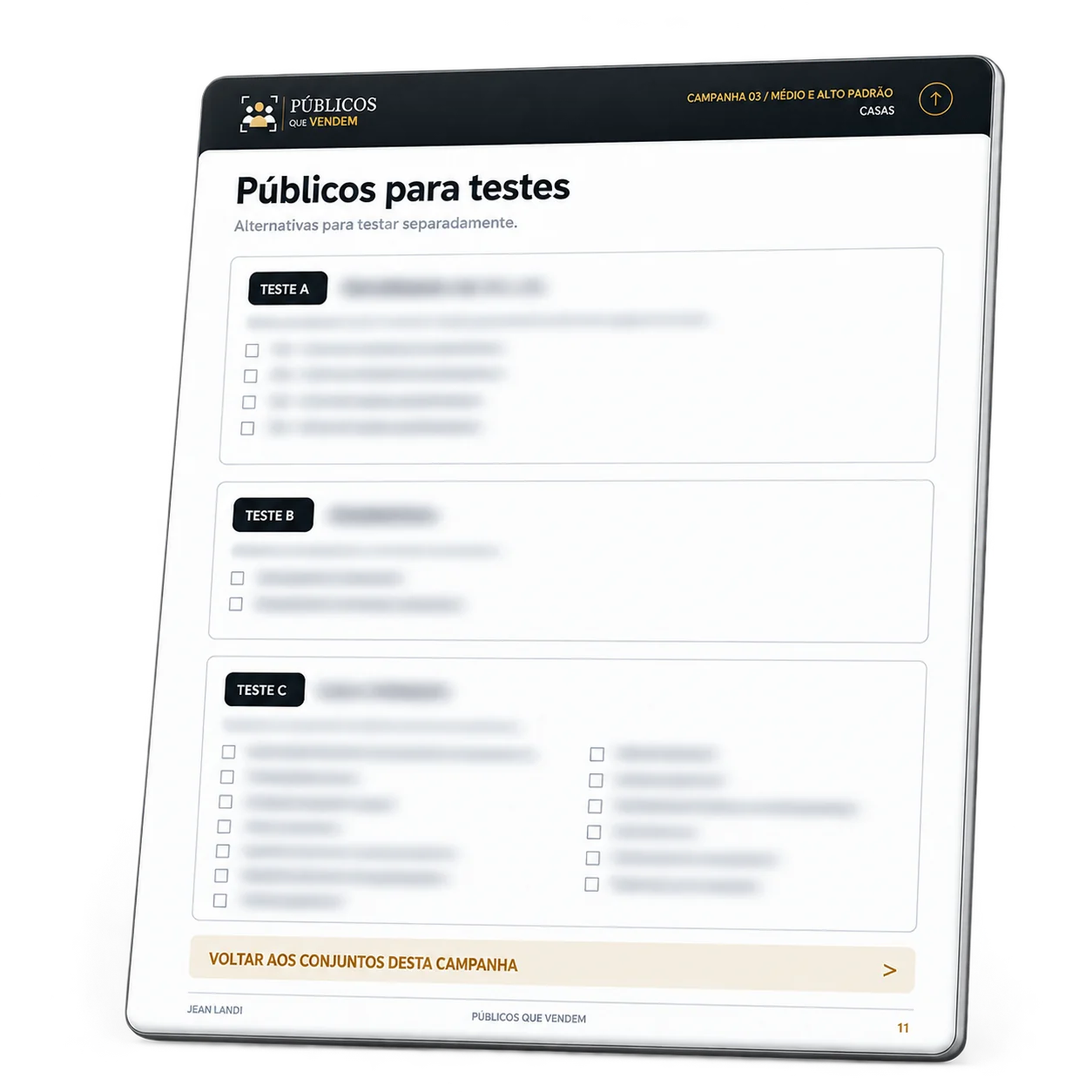 Prévia das alternativas para testes com as listas específicas protegidas.